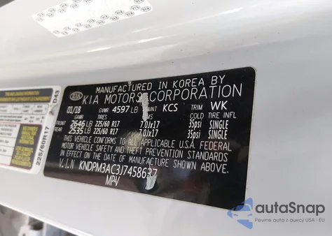 2018 Kia Sportage Lx из США, поврежденный, VIN KNDPM3AC3J7458637